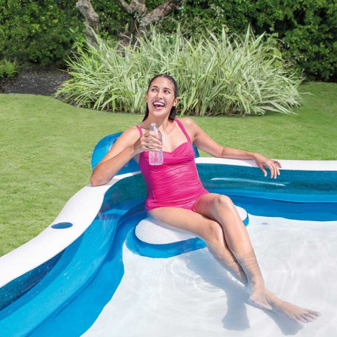 Piscina gonflabila pentru Familie, Bleu, 4 scaune gonflabile integrate, 2 suporturi pentru pahare, Intex, 229x229x66cm, PG-B-I04 [1]