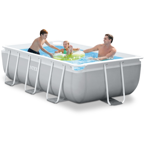 Piscina rectangulara cu cadru metalic Prism Frame Intex 26784NP, 300x175xH80 cm, include pompa cu filtru 28604 (2.006 l) si scara acces [1]