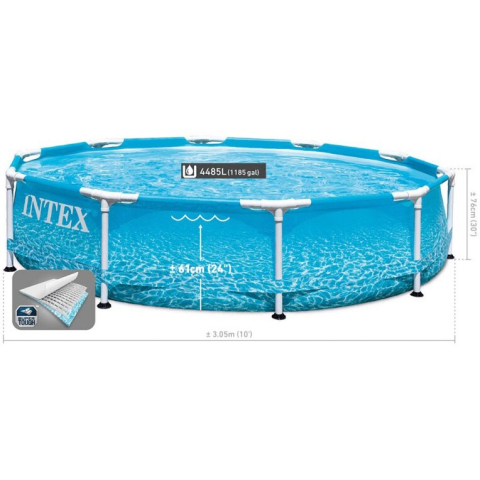 Piscina rotunda cu cadru meltalic Beachside Metal Frame Intex 28208NP, D305xH76 cm, cu pompa cu filtru inclusa 28602 (1.250 l) [1]