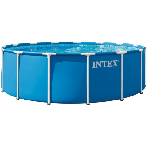 PISCINE - RESIGILATE - Piscina rotunda cu cadru meltalic Metal Frame Intex 28242NP, D457xH122 cm, include pompa cu filtru 28638 (3.785 l), scara acces