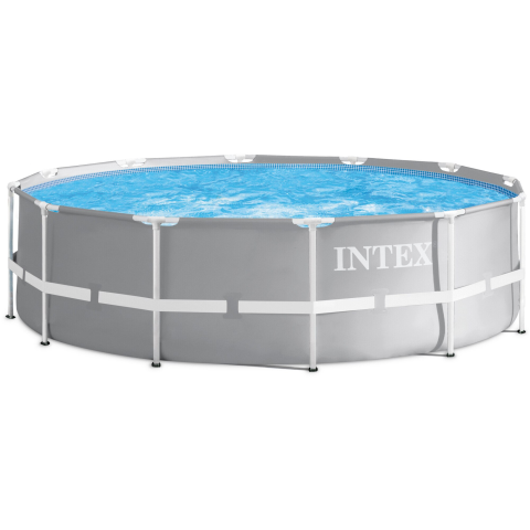 PISCINE - RESIGILATE - Piscina rotunda cu cadru metalic Prism Frame Premium Intex 26716NP, D366xH99 cm, include pompa cu filtru 28604 (2.006 l) si scara acces