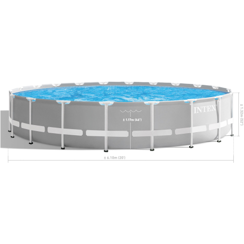Piscina rotunda cu cadru metalic Prism Frame Premium Intex 26756NP, D610xH132 cm, include pompa cu filtru 28636 (5.678 l), scara acces [1]
