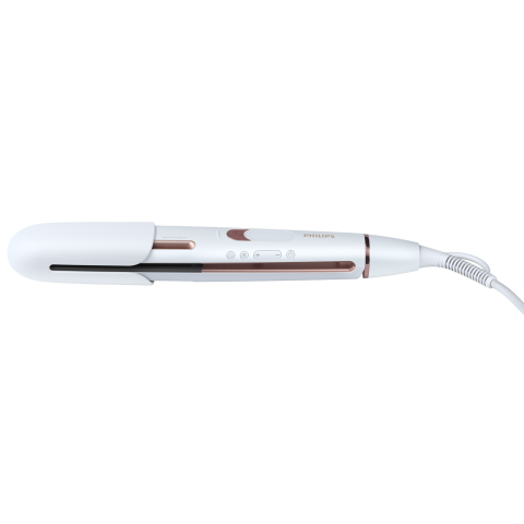 Placa de indreptat parul Philips Prestige BHS830/00, senzor SenseIQ, placi ceramica, 230°C, ingrijire ioni, 3 moduri, 14 setari temperatura, husa, capac de protectie, Alb/Roz [1]