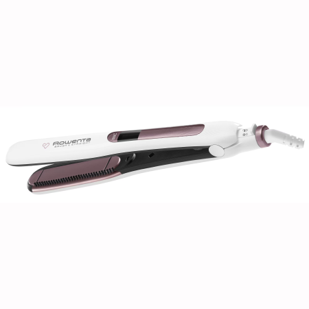 Placa de indreptat parul Rowenta SF7510F0 Brush&Straight Premium Care, LCD, 130 - 200 °C, placi mobile, ionizare, Cashmere Keratin, Alb/Mov [1]