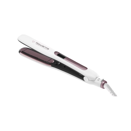 Placa de indreptat parul Rowenta SF7510F0 Brush&Straight Premium Care, LCD, 130 - 200 °C, placi mobile, ionizare, Cashmere Keratin, Alb/Mov [2]