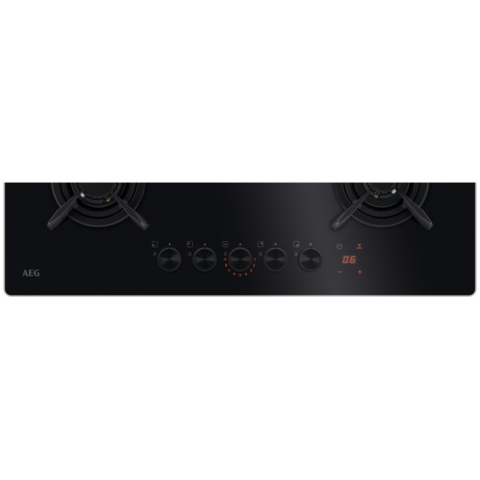 Plita incorporabila AEG HKB75453NB, 5 arzatoare, Aprindere electrica, Gratare fonta, Timer electronic, 75 cm, Negru [3]