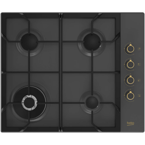 HOTE SI PLITE ELECTRICE - Plita incorporabila Beko HIGG64125SAR, Gaz, 4 arzatoare, Siguranta plita, Aprindere integrata, 60 cm, Antracit