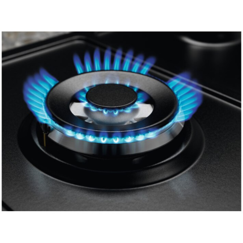 Plita incorporabila Electrolux KGS6436RK, Gaz, 4 arzatoare, Aprindere electrica, Dispozitiv de siguranta, Arzator Wok, Gratare fonta, 60 cm, Negru [2]