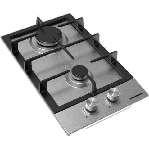 Plita incorporabila Heinner HBH-M302FIX, Gaz, 2 arzatoare, Gratar fonta, Aprindere electrica, Dispozitiv de siguranta, 30 cm, Inox [2]