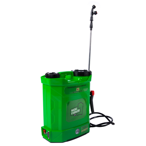 Pompa de stropit cu presiune pe acumulator Micul Fermier MF-PA1003-S001-G01, 12 V 8.0 Ah, rezervor tip rucsac 10 L, debit 2.9 l/min, presiune maxim 5.5 bar, lance telescopica otel 45 - 77 cm, include: [2]