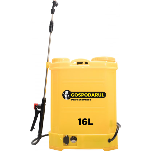 CURTE SI GRADINARIT - Pompa electrica de stropit cu presiune pe acumulator Gospodarul Profesionist PMP0061, rezervor tip rucsac 16 L, 2-4 bar presiune lucru, acumulator 12V 8.0 Ah