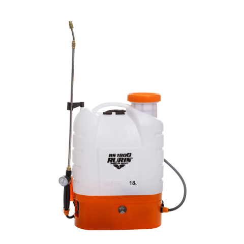 CURTE SI GRADINARIT - Pompa electrica de stropit cu presiune pe acumulator Ruris RS 1800, acumulator 12V 8Ah, rezervor tip rucsac 18 L, lance metalica telescopica, autonomie 4 h, presiune maxim 0.4 Mpa,manometru, include: 