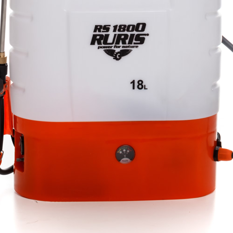 Pompa electrica de stropit cu presiune pe acumulator Ruris RS 1800, acumulator 12V 8Ah, rezervor tip rucsac 18 L, lance metalica telescopica, autonomie 4 h, presiune maxim 0.4 Mpa,manometru, include:  [1]