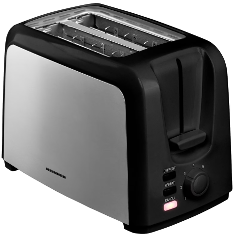 ELECTROCASNICE - RESIGILATE - Prajitor de paine Heinner HTP-700BKSS, 750 W, 7 nivele de rumenire, 3 functii, Negru/Inox