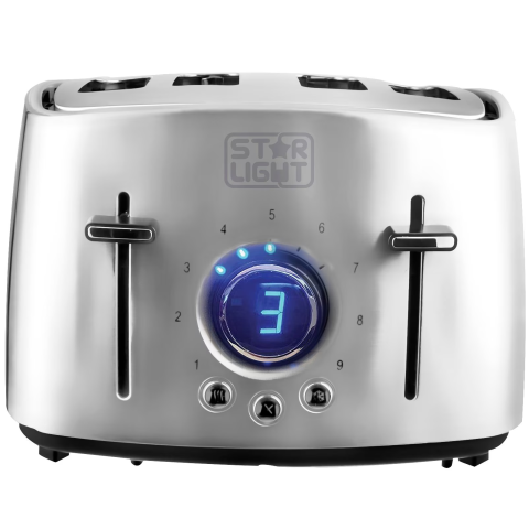 ELECTROCASNICE - RESIGILATE - Prajitor de paine Star-Light TDD-4160SS, 1600 W, 4 felii, grad de rumenire ajustabil, 9 trepte, functie dezghetare, inox