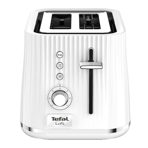 Prajitor de paine Tefal Loft TT761138, 850W, 7 niveluri de rumenire, 3 functii dedicate, iluminare LED, tava firmituri, alb [1]