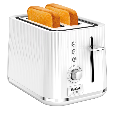 Prajitor de paine Tefal Loft TT761138, 850W, 7 niveluri de rumenire, 3 functii dedicate, iluminare LED, tava firmituri, alb [2]