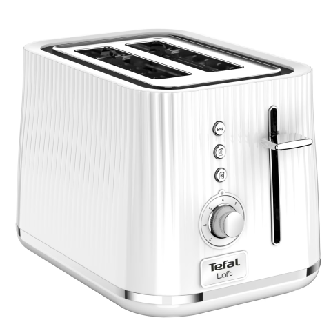 ELECTROCASNICE - RESIGILATE - Prajitor de paine Tefal Loft TT761138, 850W, 7 niveluri de rumenire, 3 functii dedicate, iluminare LED, tava firmituri, alb