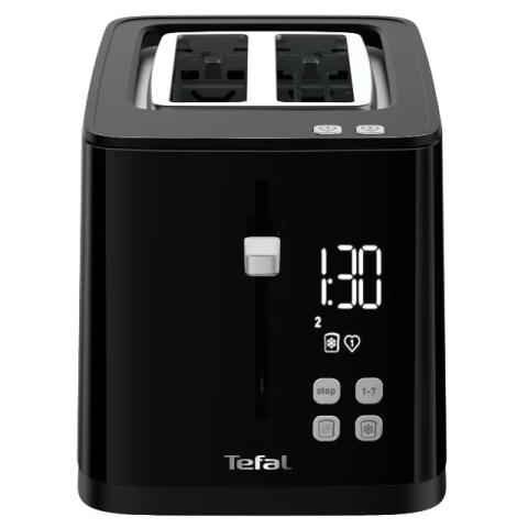 Prajitor de paine Tefal Smart'n Light TT640810, 850W, 2 felii, ecran digital, 3 functii dedicate, 7 niveluri de rumenire, negru [1]