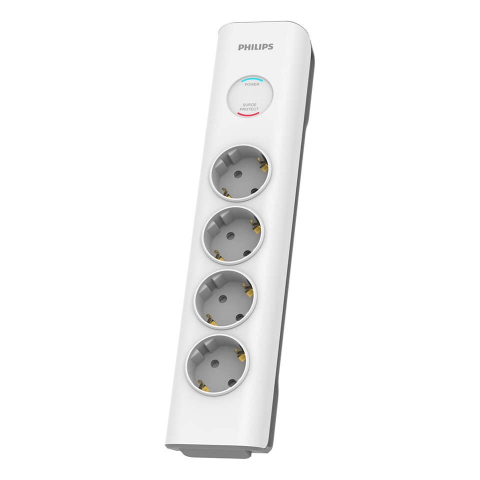 ELECTROCASNICE - RESIGILATE - Prelungitor Philips SPN7040WA/58, 4 prize cu protectie supratensiune, 16A, 2m, Alb