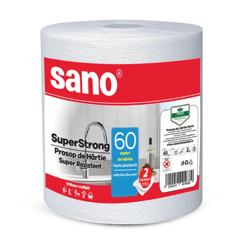 HARTIE/PROSOAPE SI SACI MENAJERI - Prosop hartie Sano Professional, monorola, Super Strong, 2 straturi, 60m, 260 foi