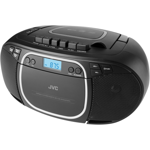 CAMERE DE SUPRAVEGHERE - Radio cu casetofon si player CD JVC RC-E451B, 2 x 1.6 W RMS, FM, Bluetooth, USB, MP3, AUX IN, negru