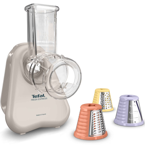 ELECTROCASNICE - RESIGILATE - Razatoare electrica Tefal Fresh Express DN853BE0, 150W, 3 in 1, 3 conuri detasabile pentru feliare, maruntire si taiere cuburi, compatibil masina de spalat vase, design compact, gri