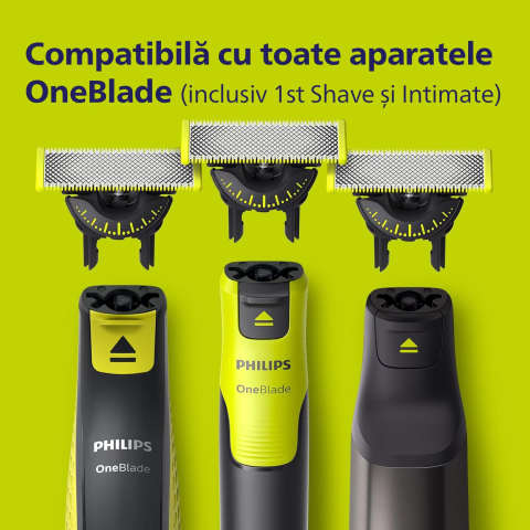 Rezerva PHILIPS OneBlade 360, QP420/50, otel inoxidabil, umed si uscat, kit 2 lame, pentru orice model PHILIPS OneBlade si OneBladePro, Verde [2]