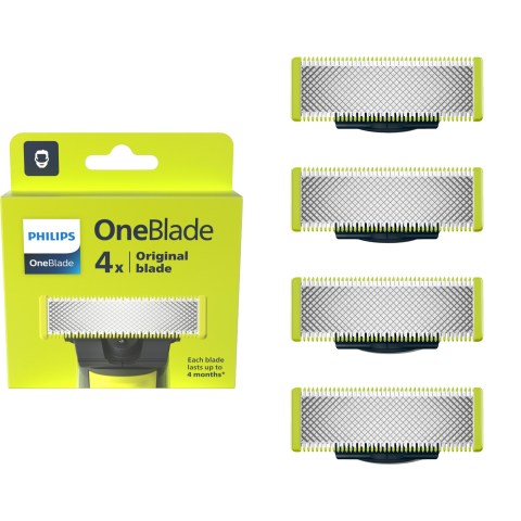 APARATE DE TUNS SI RAS - Rezerva PHILIPS OneBlade QP240/50 kit 4 lame, pentru orice model PHILIPS OneBlade si OneBladePro, Verde