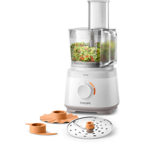 BLENDERE/MIXERE SI STORCATOARE - Robot de bucatarie Philips HR7310/00 Daily Collection, 700 W, 2 viteze + puls, bol 2.1 l, dispozitiv de emulsifiere, disc din inox, alb
