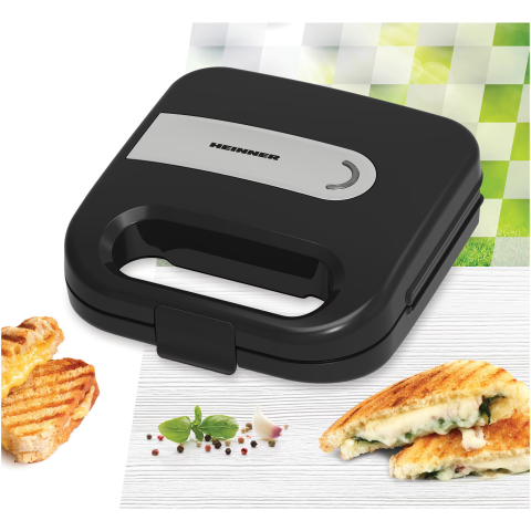 Sandwich maker HEINNER ELITESNACK SM-K750FSBK, 750w, capacitate: 2 sandwich-uri, placi antiadezive fixe tip sandwich, negru [2]