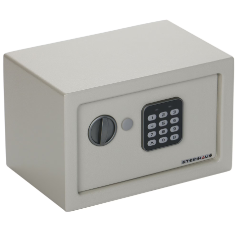 ELECTROCASNICE - RESIGILATE - Seif din otel cu inchidere electronica si cheie Steinhaus, 180x280x180 mm, crem