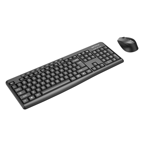 Serioux wireless keyboard + mouse kit, 104 keys + 9 quick keys, ABS, Huntersun switch, USB, 442x152x25mm, mouse 1600DPI, Black [1]