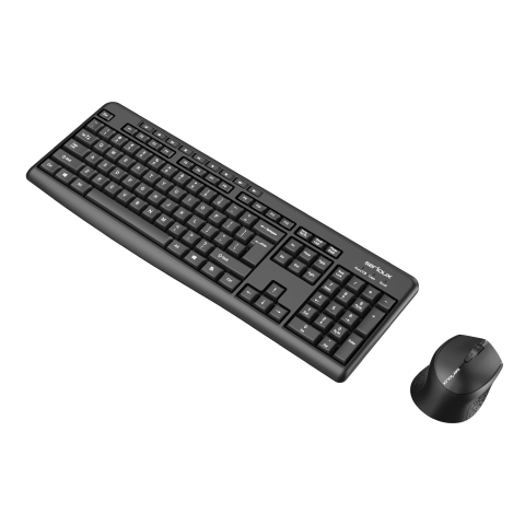 Serioux wireless keyboard + mouse kit, 104 keys + 9 quick keys, ABS, Huntersun switch, USB, 442x152x25mm, mouse 1600DPI, Black [2]