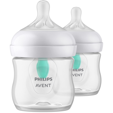 Set 2 biberoane Philips Avent Natural Response SCY670/02, cu dispozitiv anticolici AirFree, 125 ml, tetina care functioneaza ca sanul mamei, cu debit 2, tetina fara scurgeri, +0 luni, fara BPA, usor d [2]