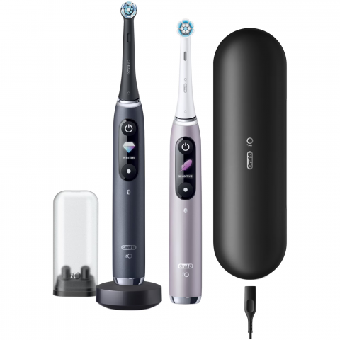 Set 2 x Periuta de dinti electrica Oral-B iO9 cu Tehnologie Magnetica si Micro-Vibratii, Inteligenta artificiala, Display led, Senzor de presiune Smart, Timer vizibil, 7 moduri, 1 incarcator magnetic, [2]