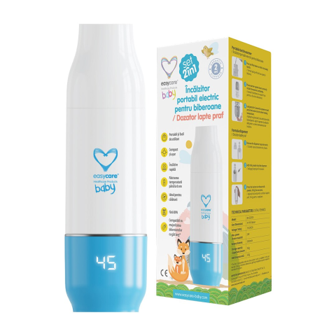 SANATATE SI WELLNESS - Set 2in1 Incalzitor electric portabil pentru biberoane si dozator lapte praf Easycare Baby