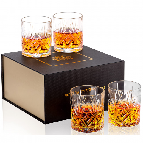 Articole Casa si Decoratiuni - Set 4 Pahare Whisky de Lux din Cristal fara Plumb, Kanars, Cutie Premium inclus