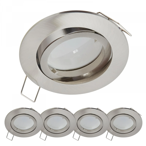 Articole Casa si Decoratiuni - Set 5 Spoturi LED Premium, YanFeiYit, 5W, 420 Lumeni, Unghi Luminare 120 grade, Rezistent la Apa IP20, Argintiu