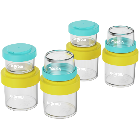 Set 8 recipiente cu capac pentru stocare hrana copii U-Grow, 4x80ml + 4x220ml [1]