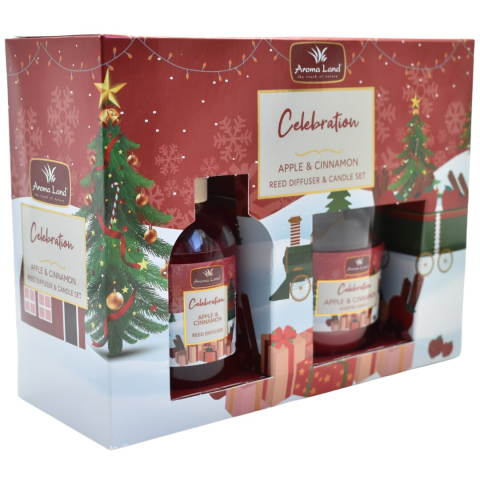 Set aromaterapie Reed Diffuser & lumanare parfumata, Mar si Scortisoara, Celebration, Aroma Land [1]