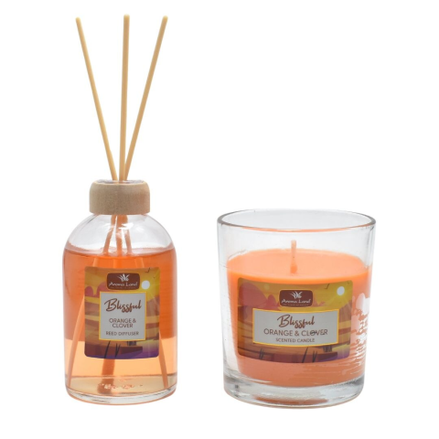 Set aromaterapie Reed Diffuser & lumanare parfumata Portocala si Cuisoare, Blissful, Aroma Land [1]