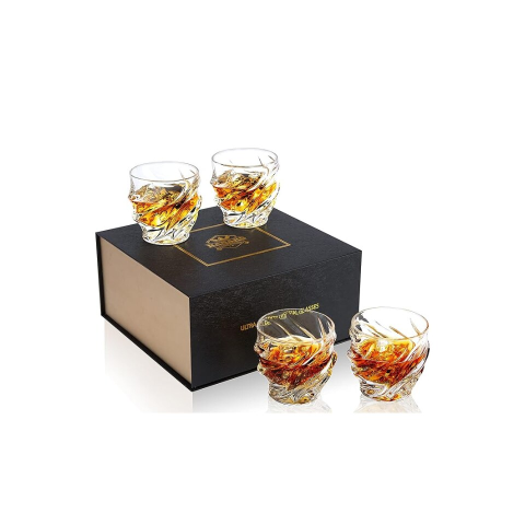 RESIGILATE - Set de 4 pahare de whisky KANARS, din cristal fara plumb, 260 ml, Transparente
