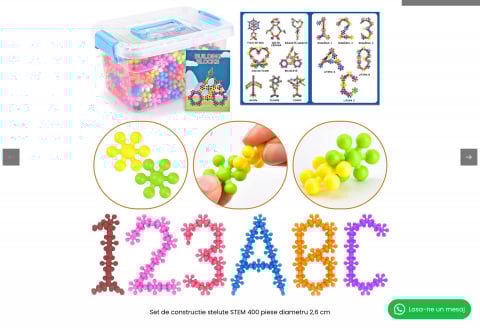 Set de constructie 170 piese, Doloowee, Interblocabile, Plastic rezistent, Jucarie educationala, Stelute multicolore, varsta 3+ [1]