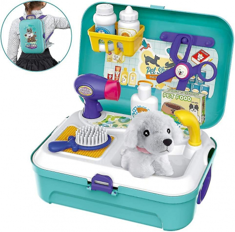 Jucarii - Set de joaca - Coafor pentru catei, Rucsac cu 15 accesorii, varsta 3+