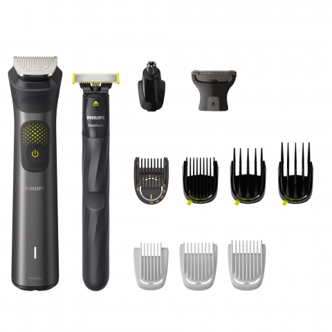 Set OneBlade & Aparat de tuns barba si parul 13 in 1 PHILIPS Multigroom All in One MG9530/15, tehnologie BeardSense si OneBlade, lame din otel cu auto-ascutire, 27 setari de lungime, rezistent la apa, [1]
