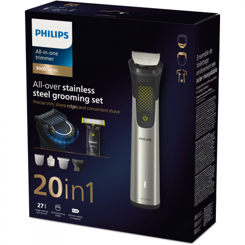 Set OneBlade & Aparat de tuns barba si parul 20 in 1 PHILIPS Multigroom All in One MG9553/15, tehnologie BeardSense si OneBlade, lame din otel cu auto-ascutire, 27 setari de lungime, rezistent la apa, [4]