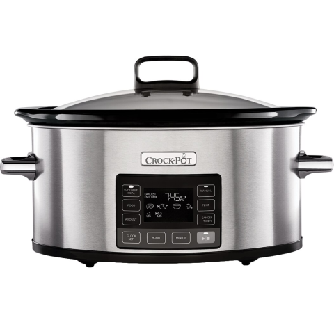 TIGAI SI VASE PENTRU GATIT - Slow cooker Crock-Pot CSC066X-01, 5.6 l, digital TimeSelect, vas ceramica, capac de sticla, inox, silver