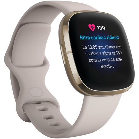 Smartwatch Fitbit Sense, Lunar White Soft Gold [2]