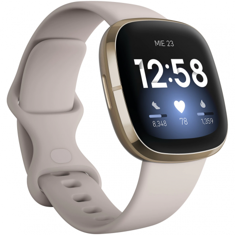 Telefoane Mobile si Smartwatch - Smartwatch Fitbit Sense, Lunar White Soft Gold